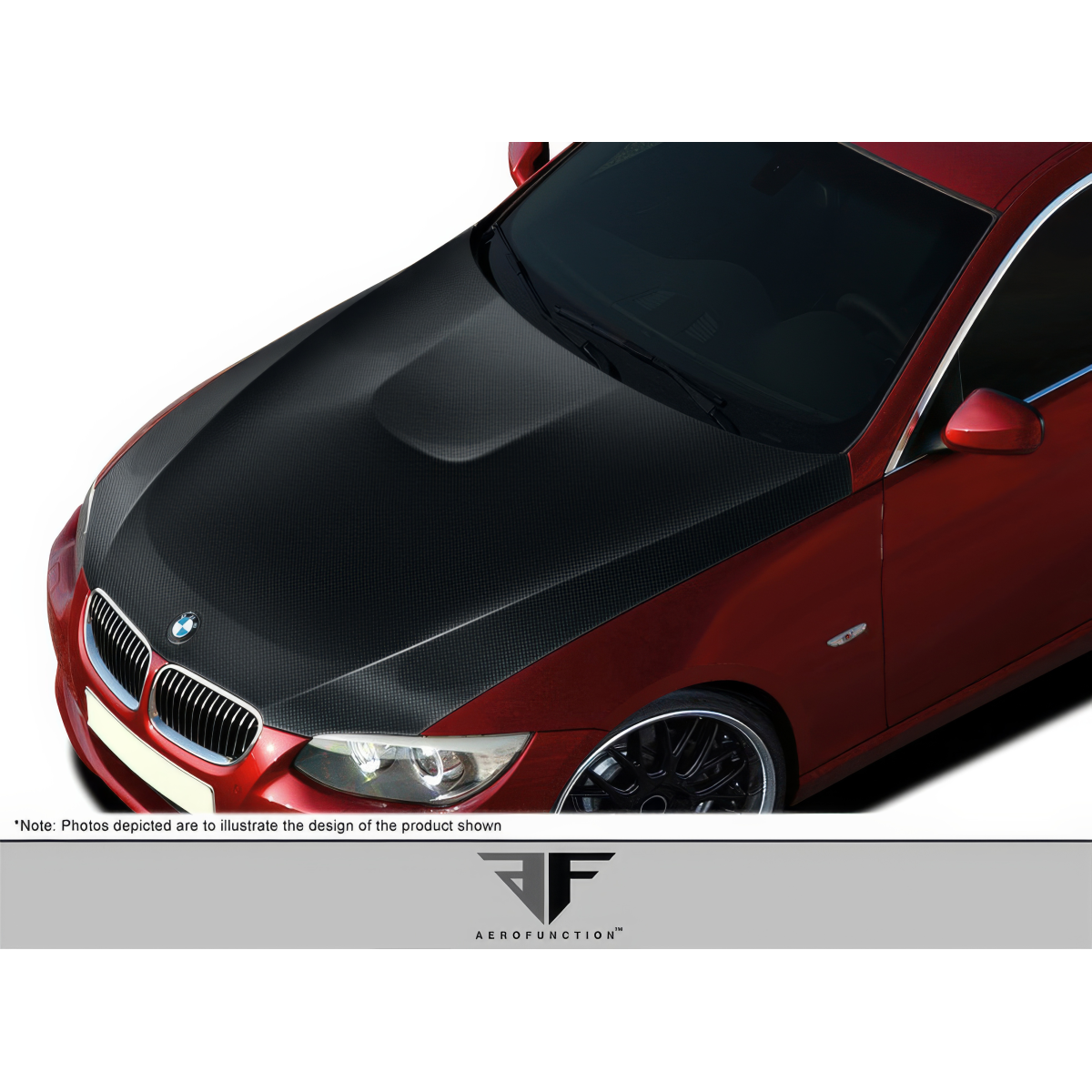 Modify your BMW 3-Series 2007 with our Exterior/Hoods - Top down view of the hood at a slight angle