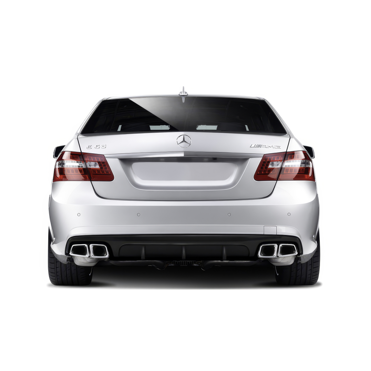 Modify your Mercedes-Benz E-Class 2010 with our Exterior/Diffusers - Rear view of the car at a head-on angle