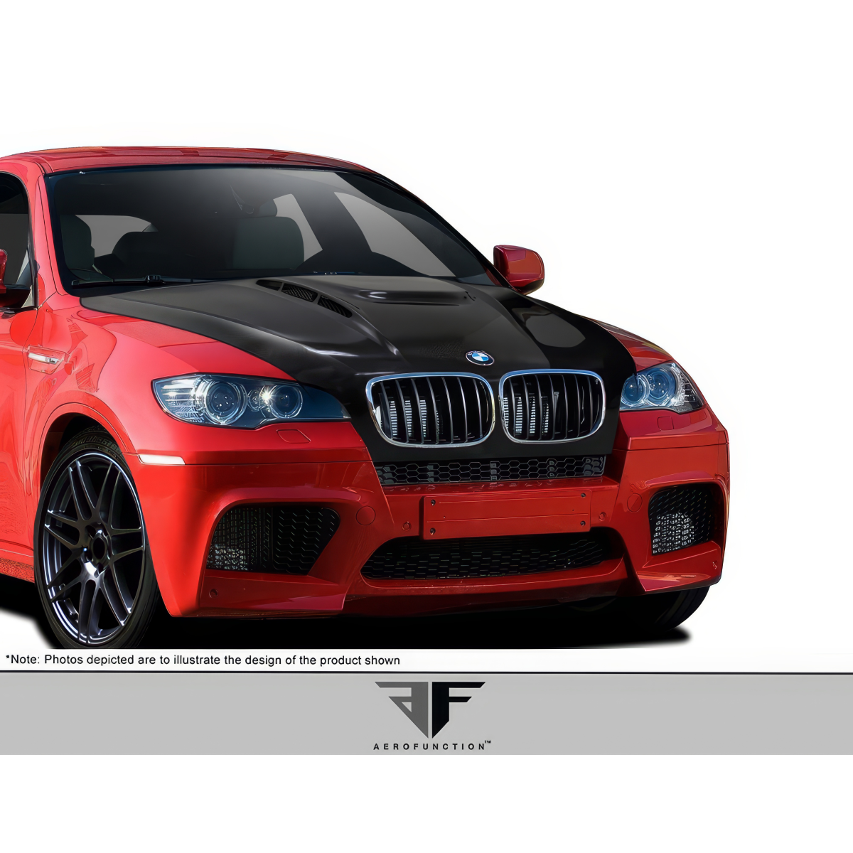 Modify your BMW X5 2008 with our Exterior/Hoods - Front angle view of BMW X5 with carbon fiber hood