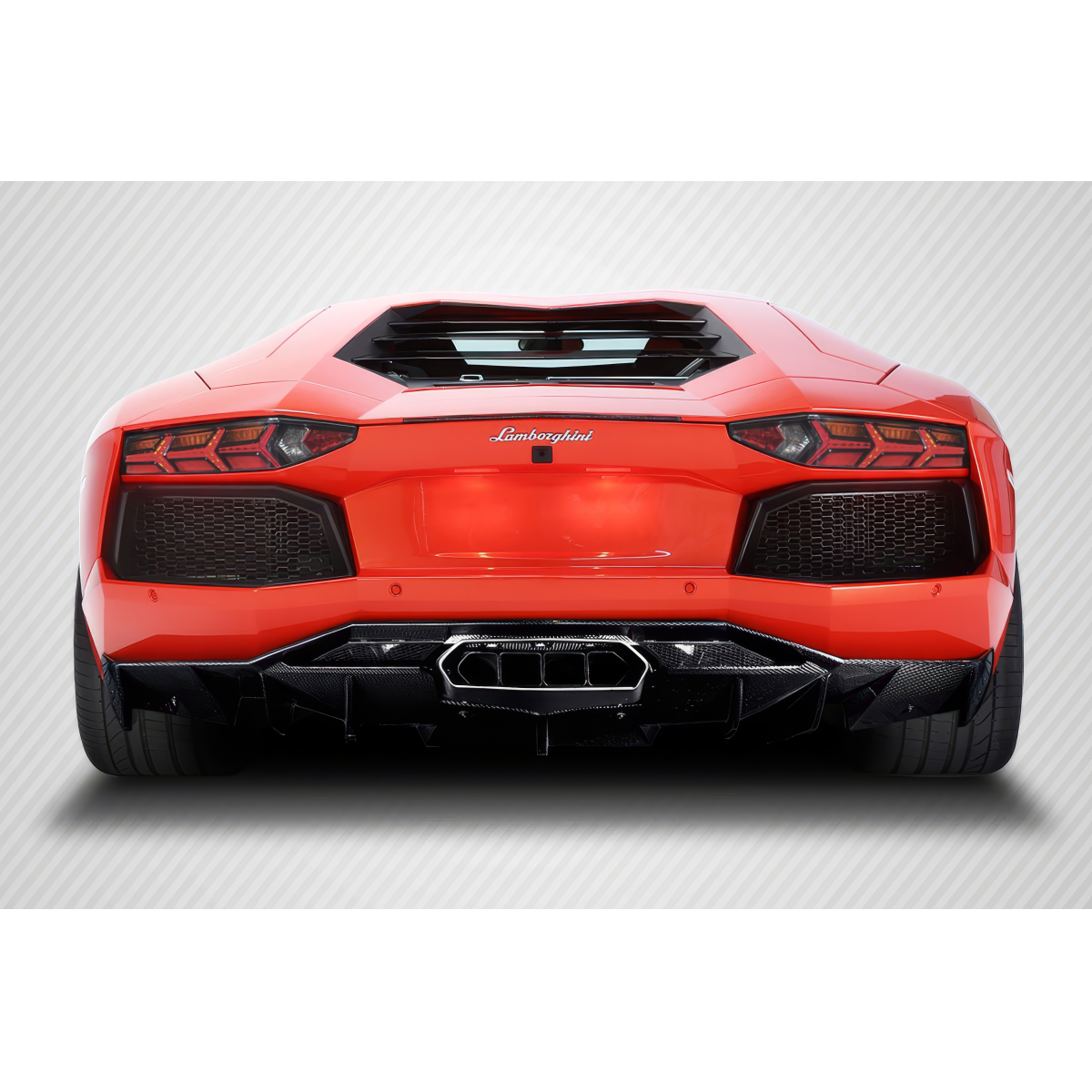 Modify your Lamborghini Aventador 2011 with our Exterior/Diffusers - Rear view at eye level angle showing diffuser