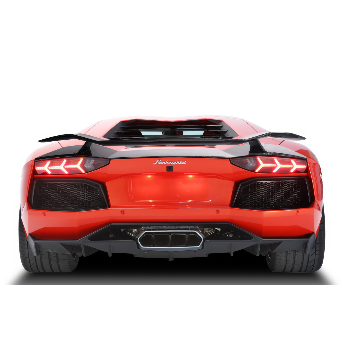 Modify your Lamborghini Aventador 2011 with our Exterior/Wings - Rear view of car at almost eye level