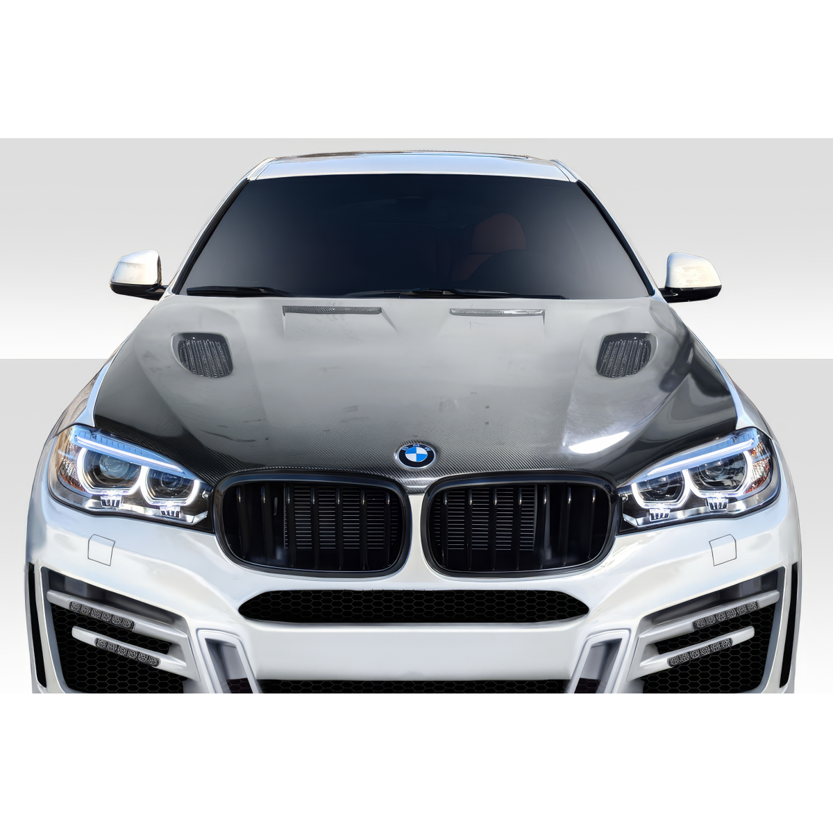 Modify your BMW X6 2015 with our Exterior/Hoods - Front view of BMW X6 with carbon fiber hood
