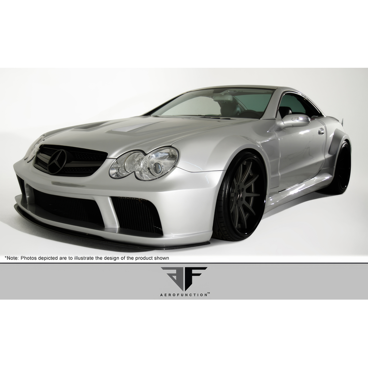 Modify your Mercedes-Benz SL-Class 2003 with our Exterior/Complete Body Kits - Front angle view of a modified sports car