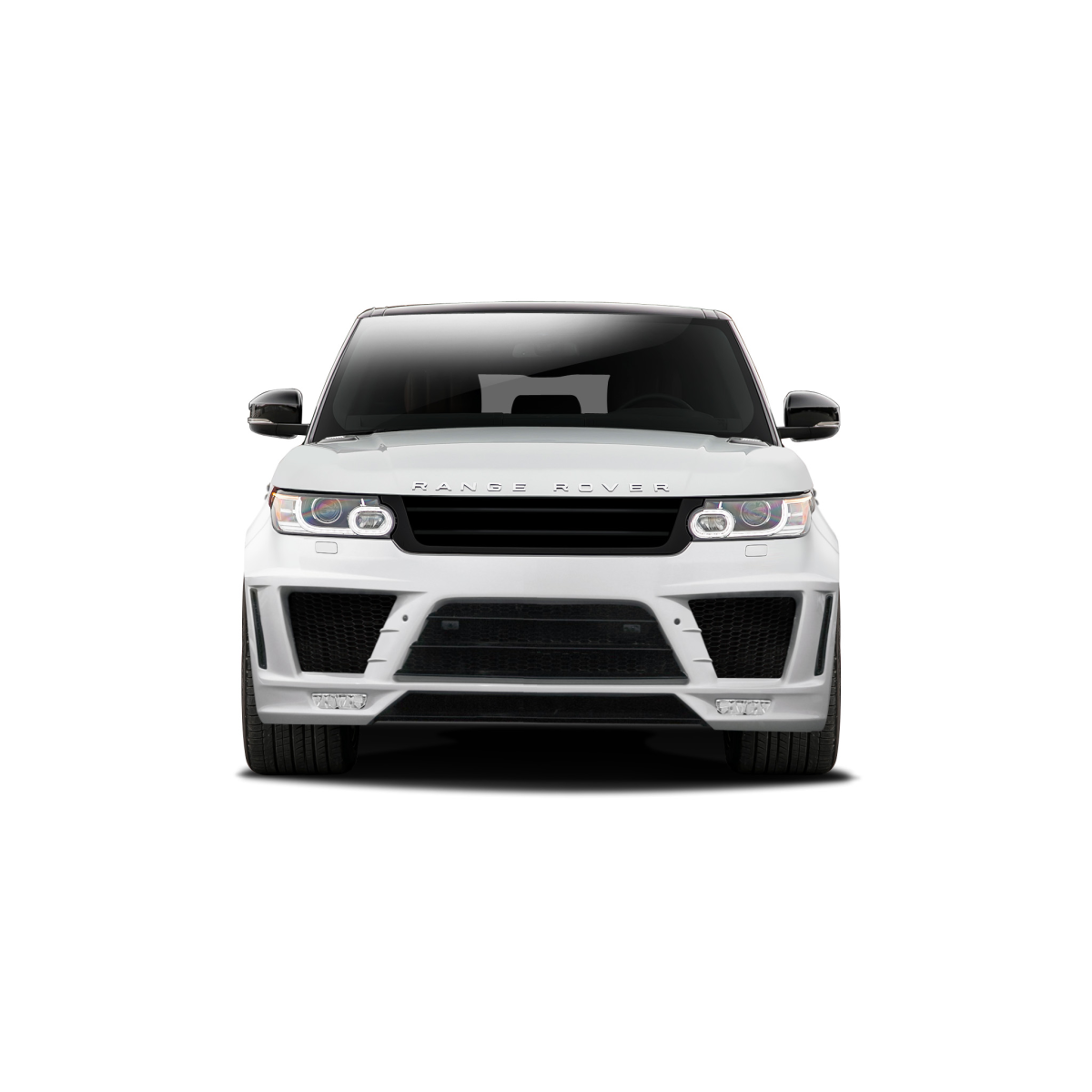 Modify your Land Rover Range Rover Sport 2014 with our Exterior/Complete Body Kits - Front view of vehicle on a white background