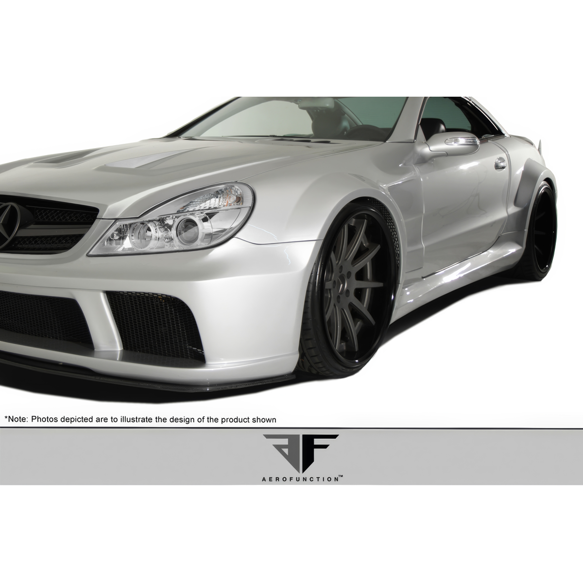 Modify your Mercedes-Benz SL-Class 2003 with our Exterior/Side Skirts - View from low angle focusing on side skirts