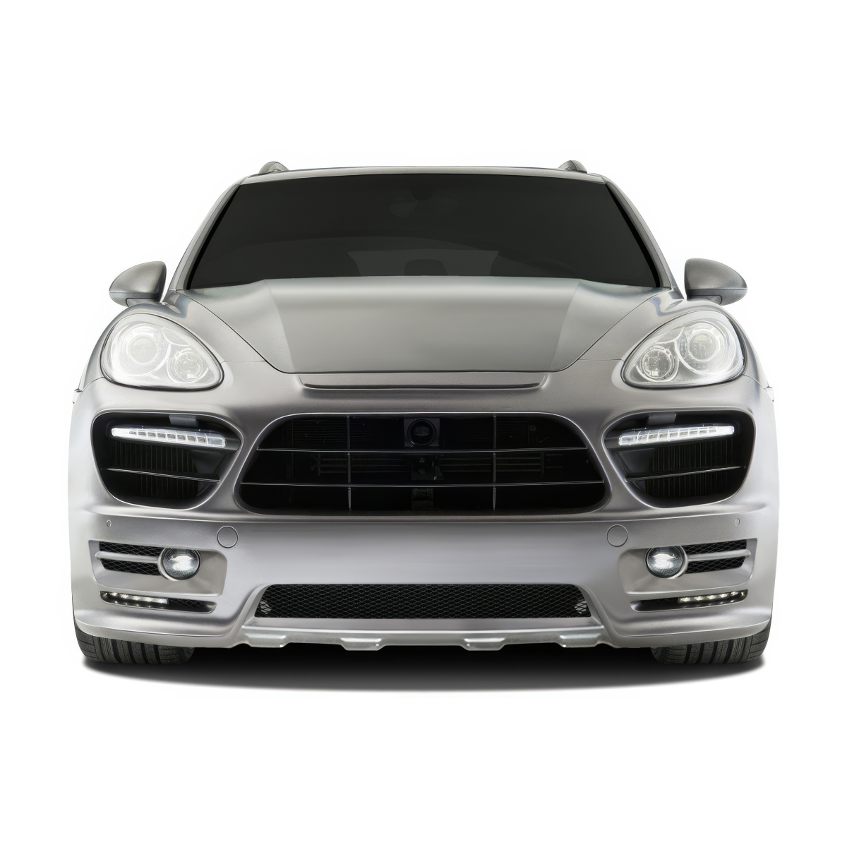 Modify your Porsche Cayenne 2011 with our Exterior/Front Bumpers or Lips - Frontal view of the vehicle at eye level