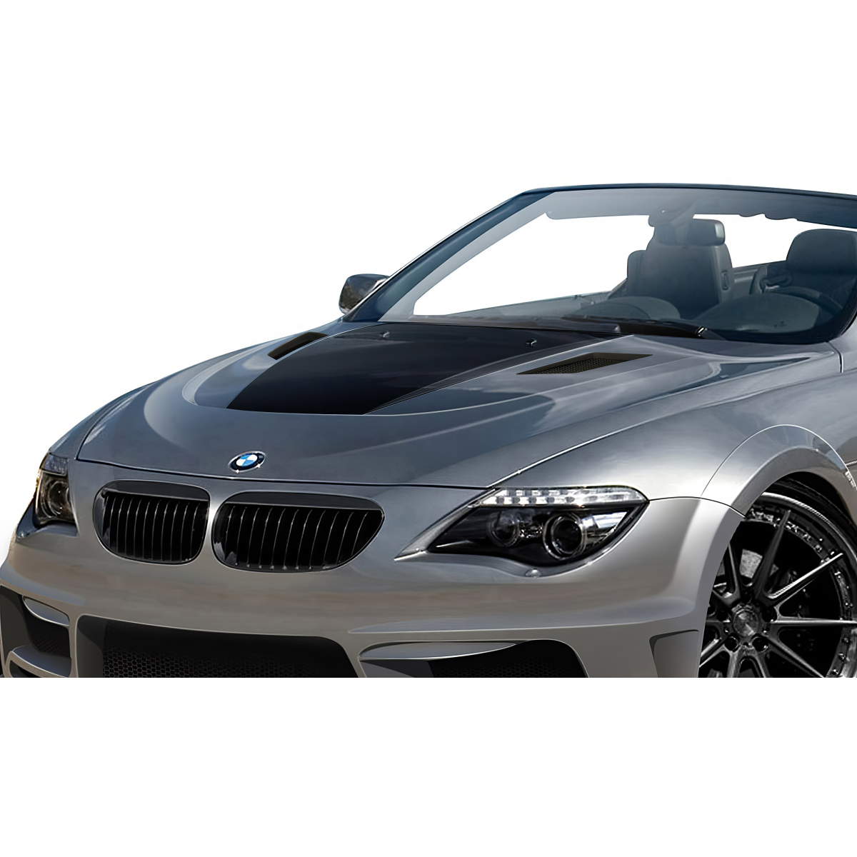 Modify your BMW 6-Series 2004 with our Exterior/Hoods - Front three quarter view of BMW 6 Series hood