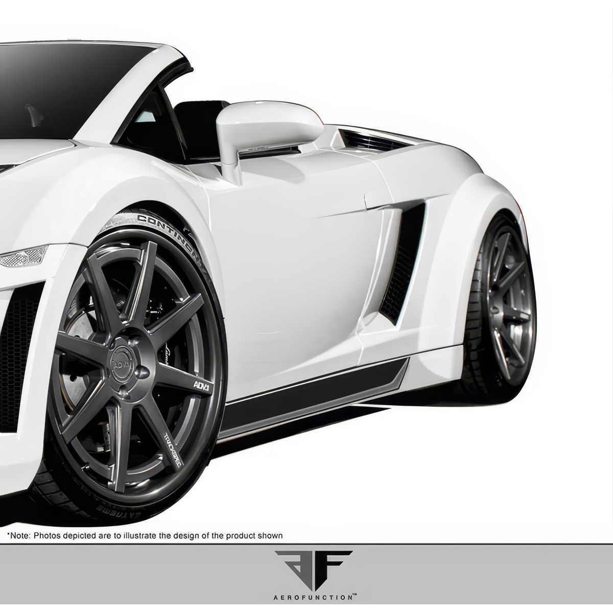 Modify your Lamborghini Gallardo 2004 with our Exterior/Side Skirts - Front quarter angle view of the vehicle