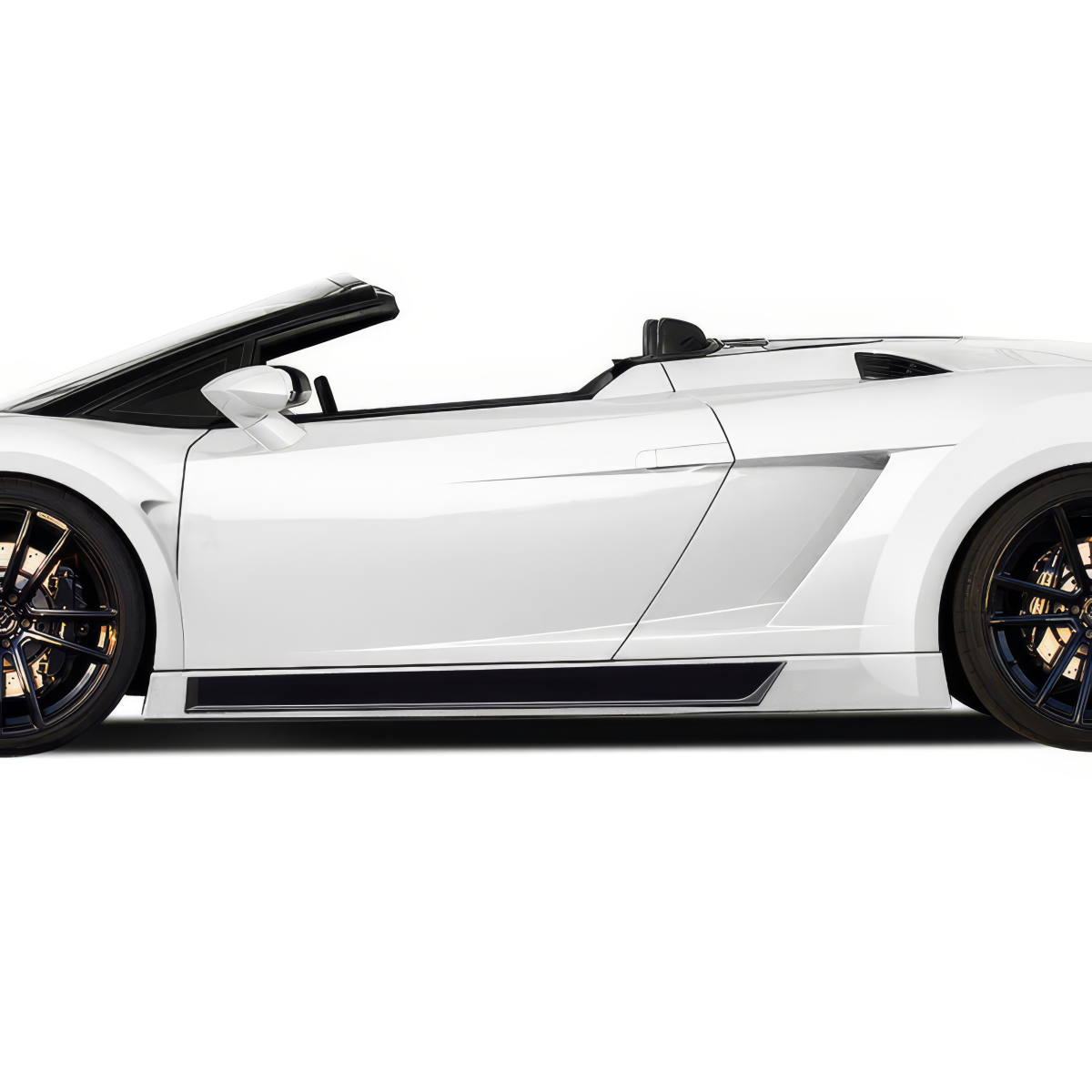 Modify your Lamborghini Gallardo 2004 with our Exterior/Side Skirts - Image shows vehicle side view from a lateral angle
