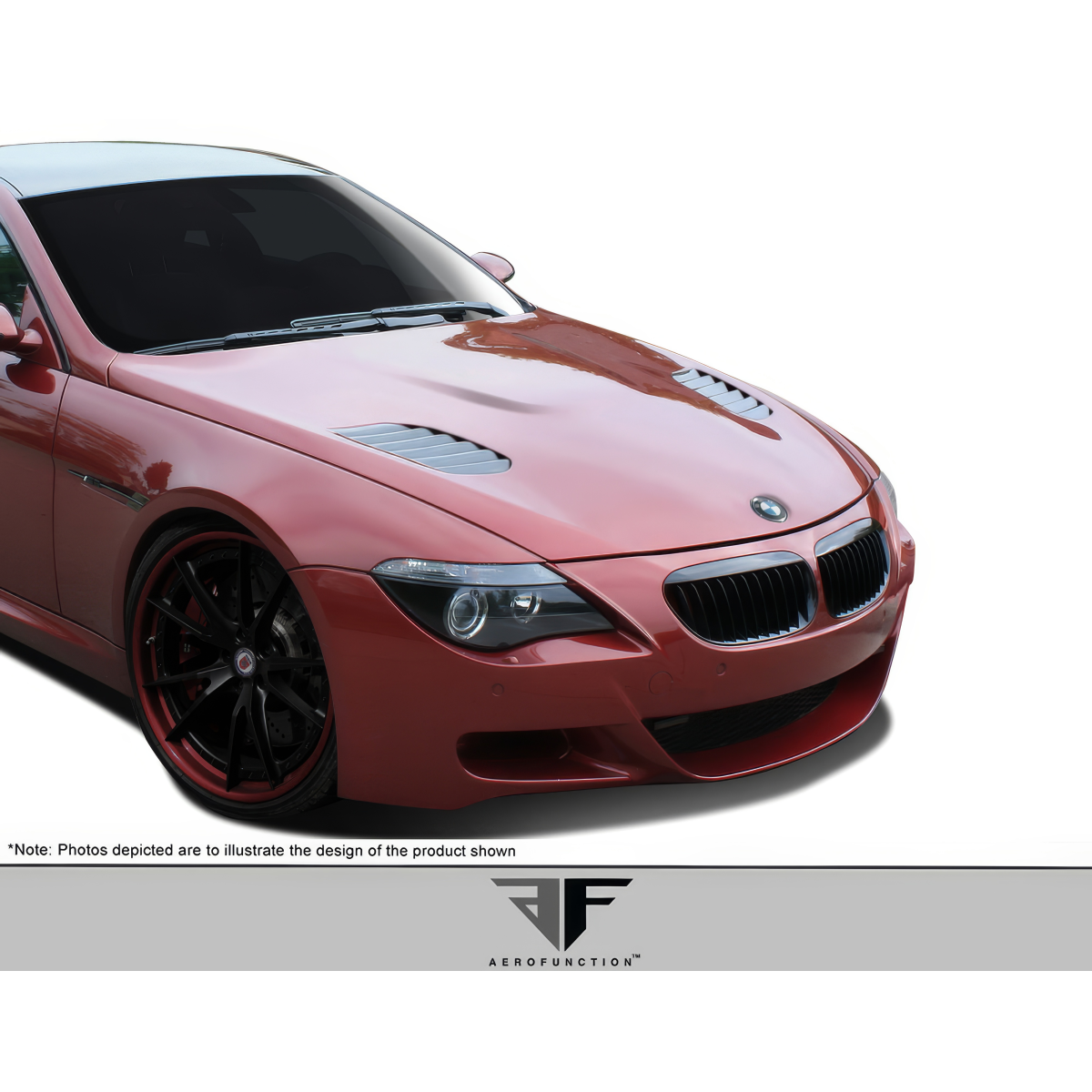 Modify your BMW 6-Series 2004 with our Exterior/Hoods - Front angle view of BMW 6 Series AF-1 Hood