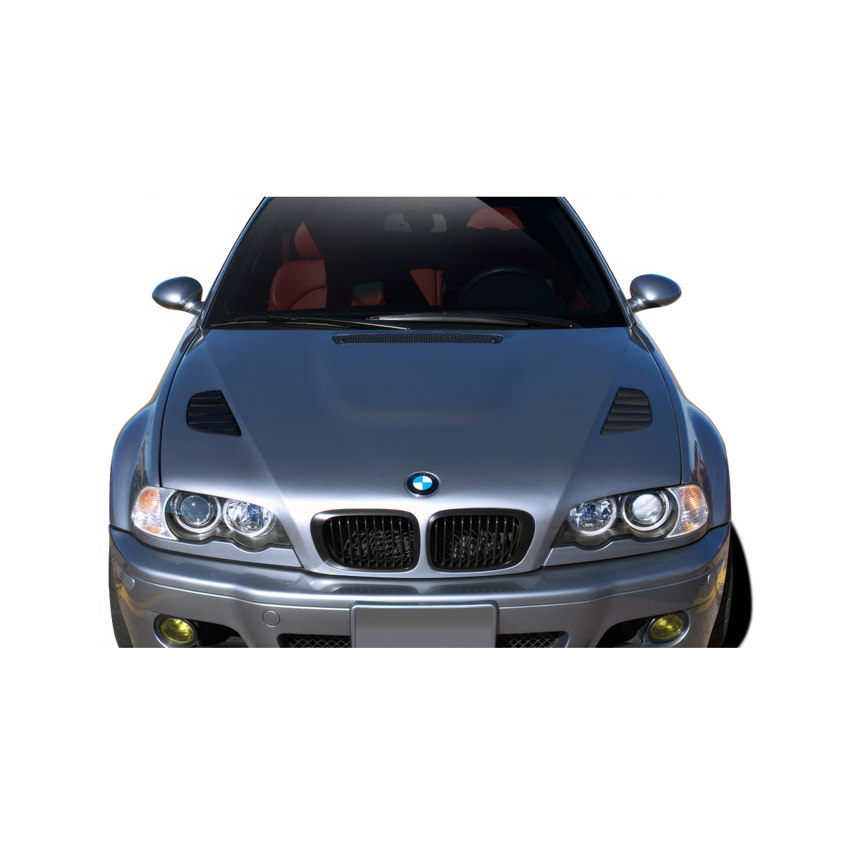 Modify your BMW M3 2001 with our Exterior/Hoods - Front view of the vehicle at eye level angle