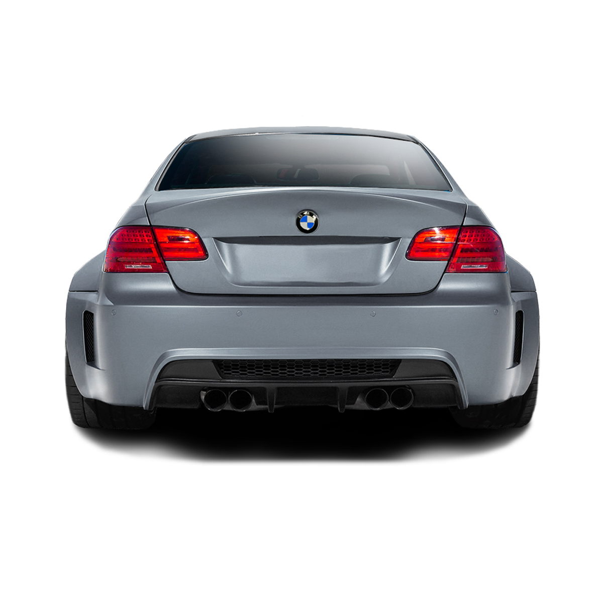 Modify your BMW M3 2008 with our Exterior/Complete Body Kits - Rear view of the vehicle at a straight angle