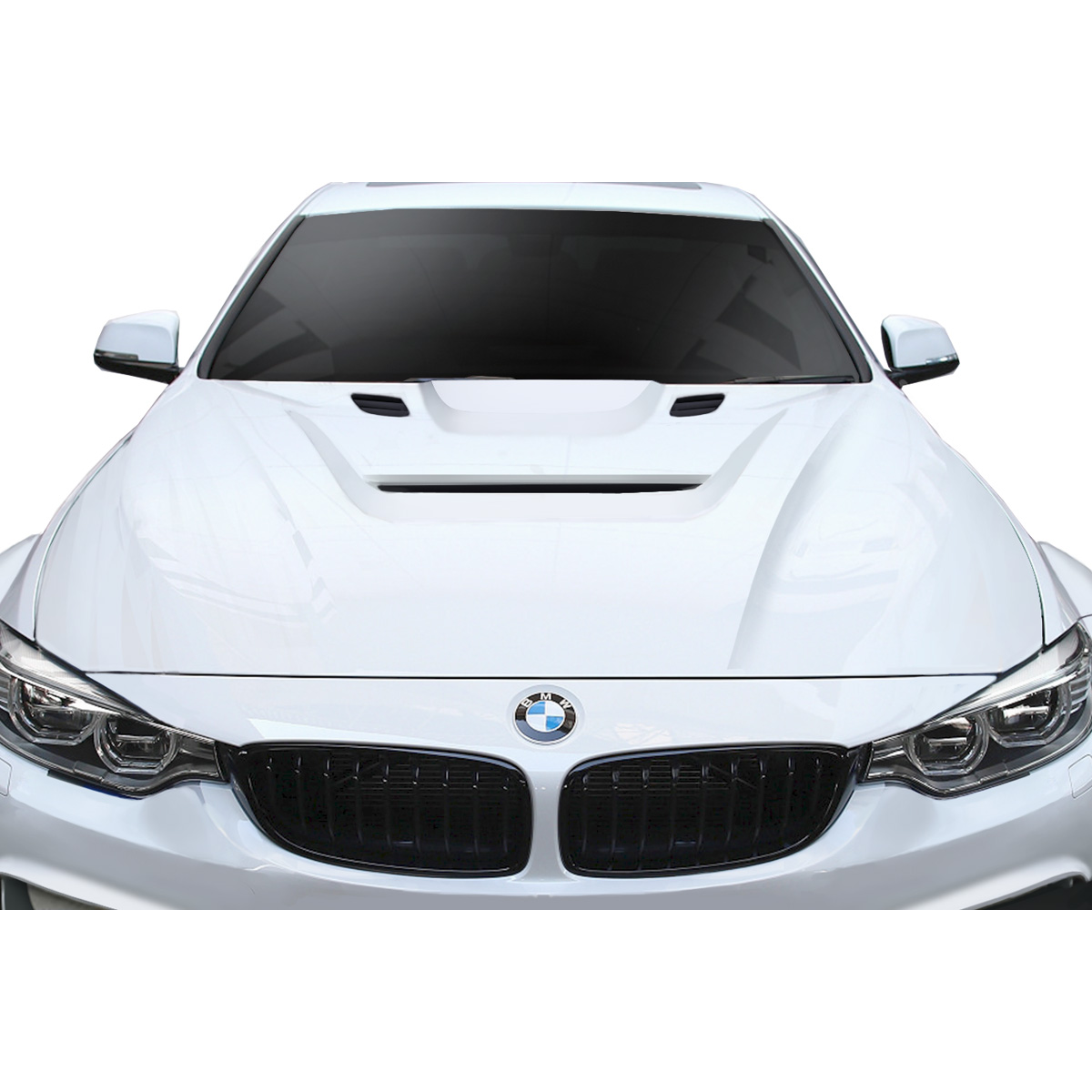 Modify your BMW 3-Series 2012 with our Exterior/Hoods - Front view of the BMW at a straight angle