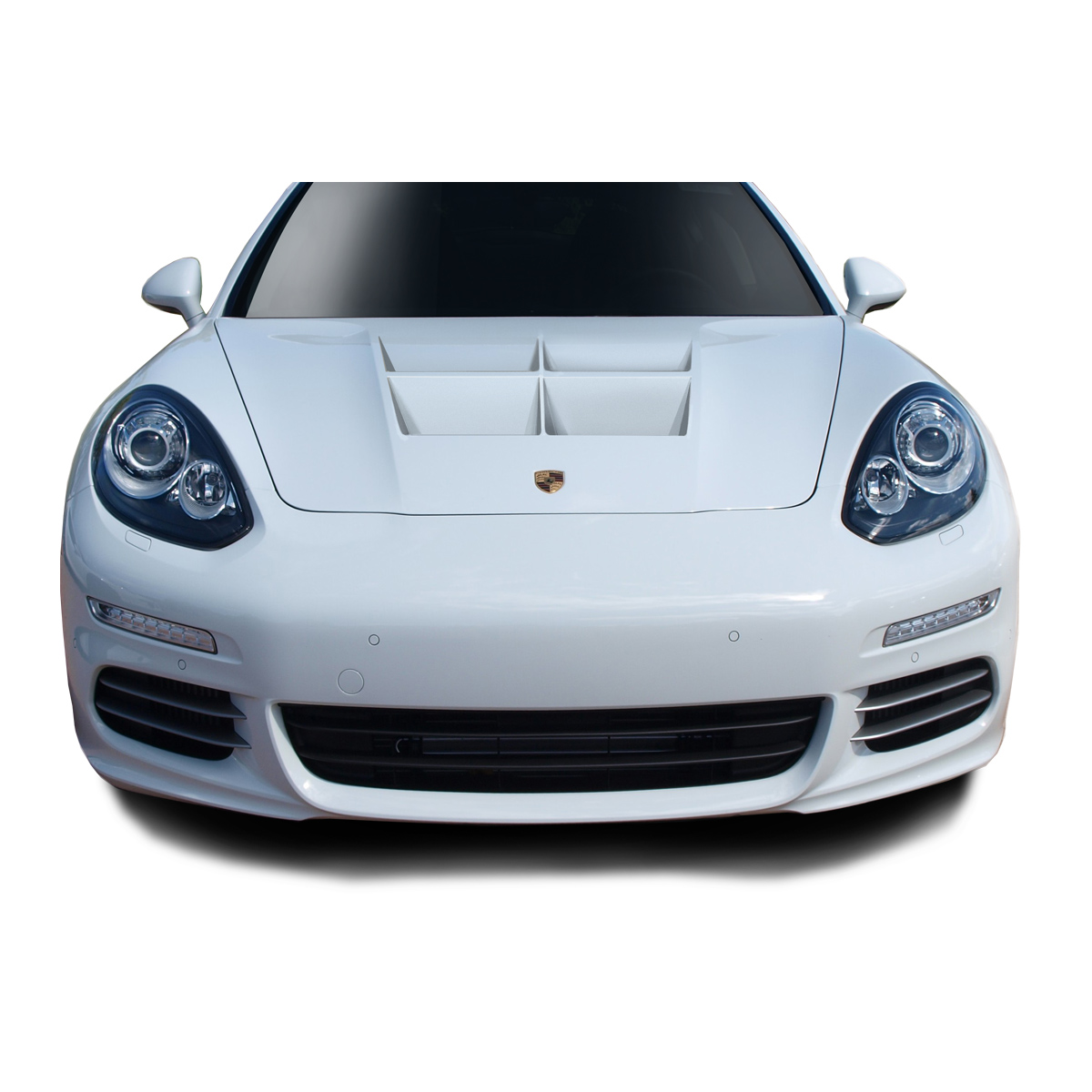 Modify your Porsche Panamera 2010 with our Exterior/Hoods - Front view of car at eye level angle