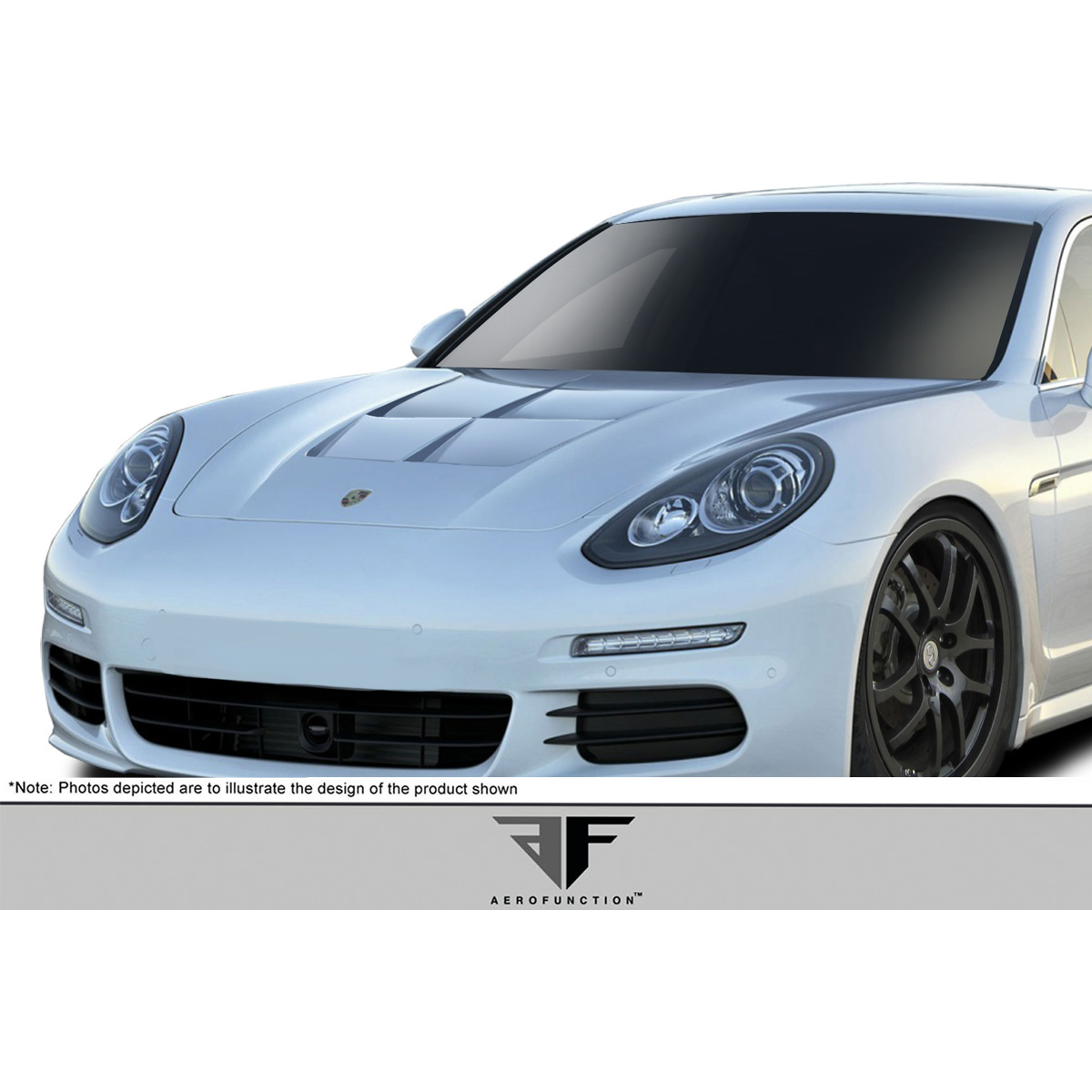 Modify your Porsche Panamera 2010 with our Exterior/Hoods - Front view of the vehicle highlighting the hood