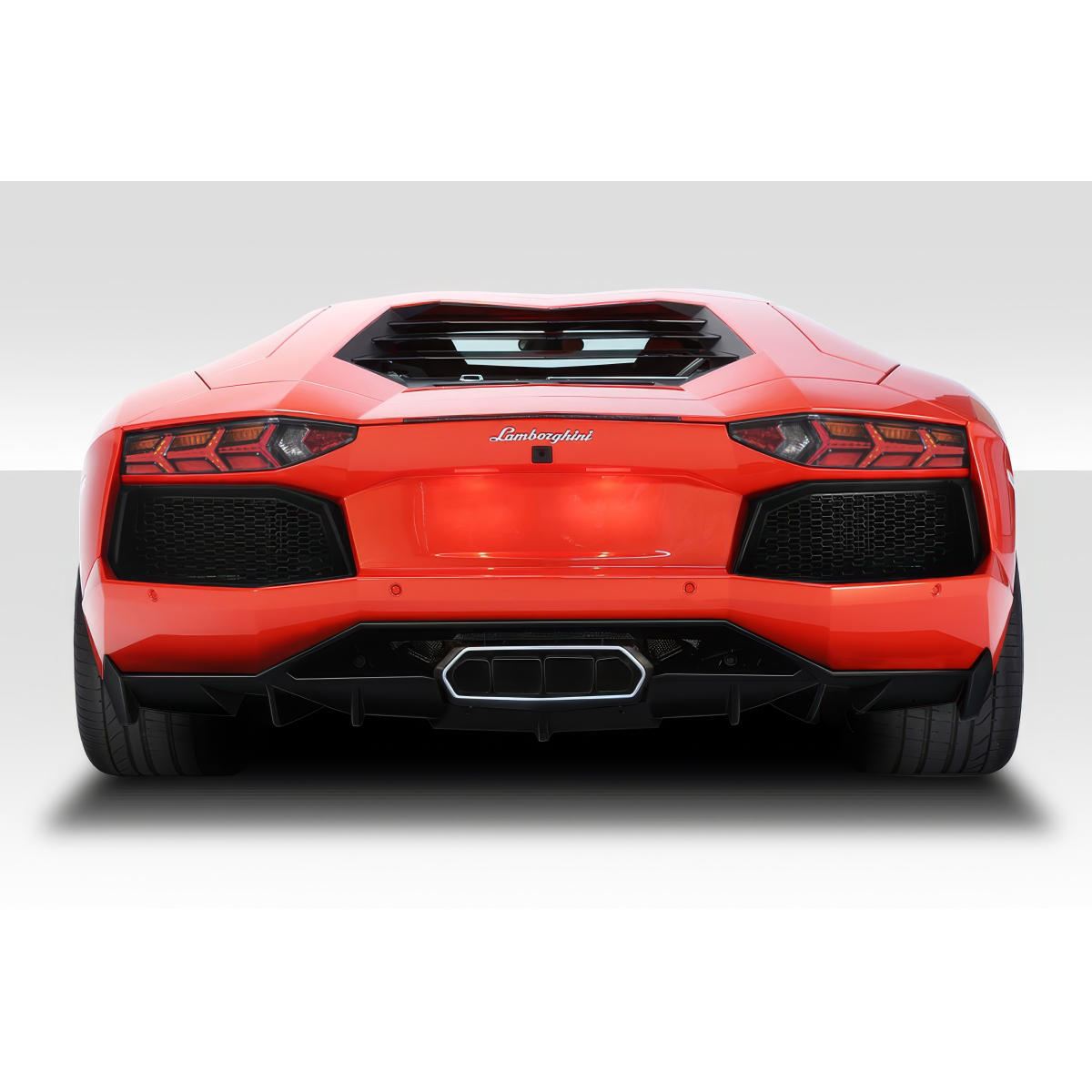 Modify your Lamborghini Aventador 2011 with our Exterior/Diffusers - Rear view of the vehicle from eye level