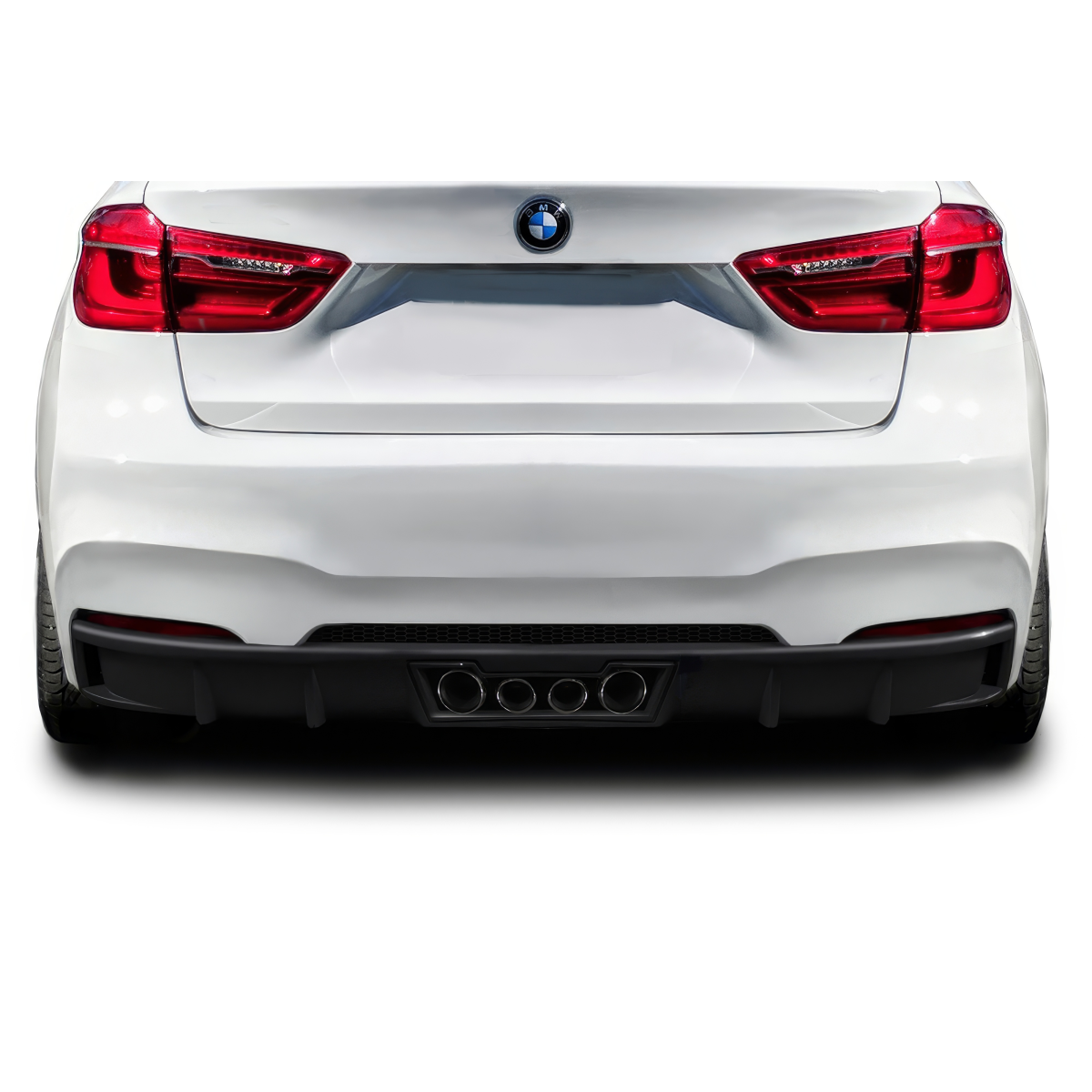 Modify your BMW X6 2015 with our Exterior/Rear Bumpers or Lips - Rear view of the car from a straight angle