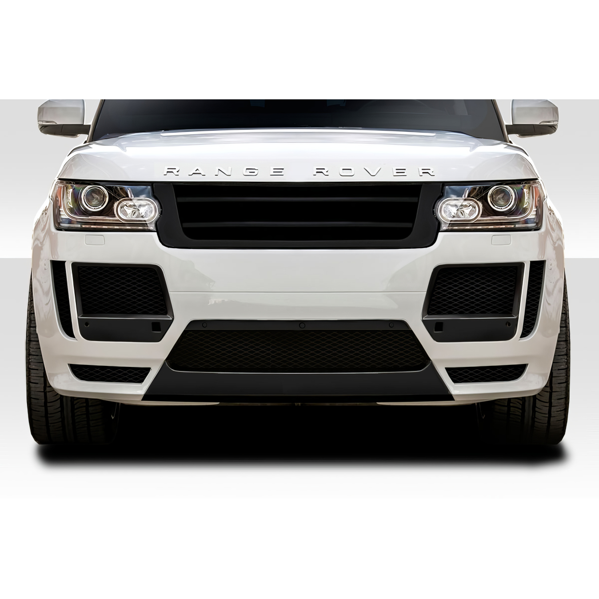 Modify your Land Rover Range Rover 2013 with our Exterior/Front Bumpers or Lips - Front view of the vehicle at eye level