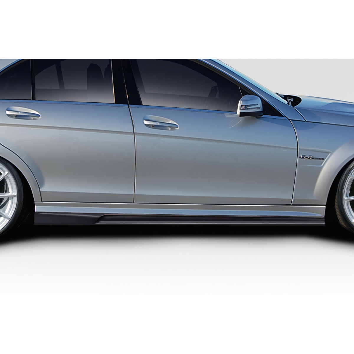 Modify your Mercedes-Benz C300 2008 with our Exterior/Side Skirts - Side view with low angle appearance of part