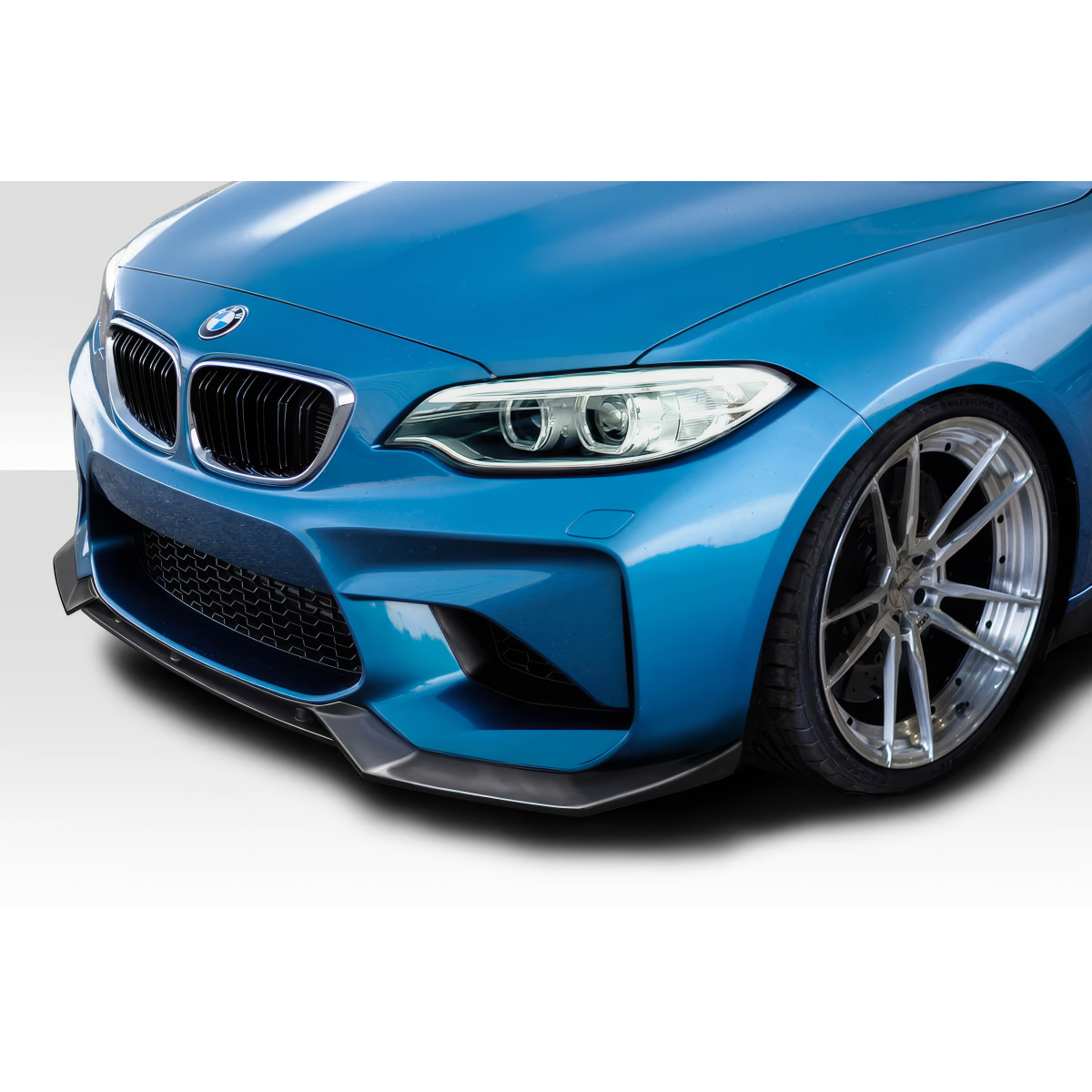 Modify your BMW M2 2016 with our Exterior/Front Bumpers or Lips - Front angle view of BMW M2 with front lip