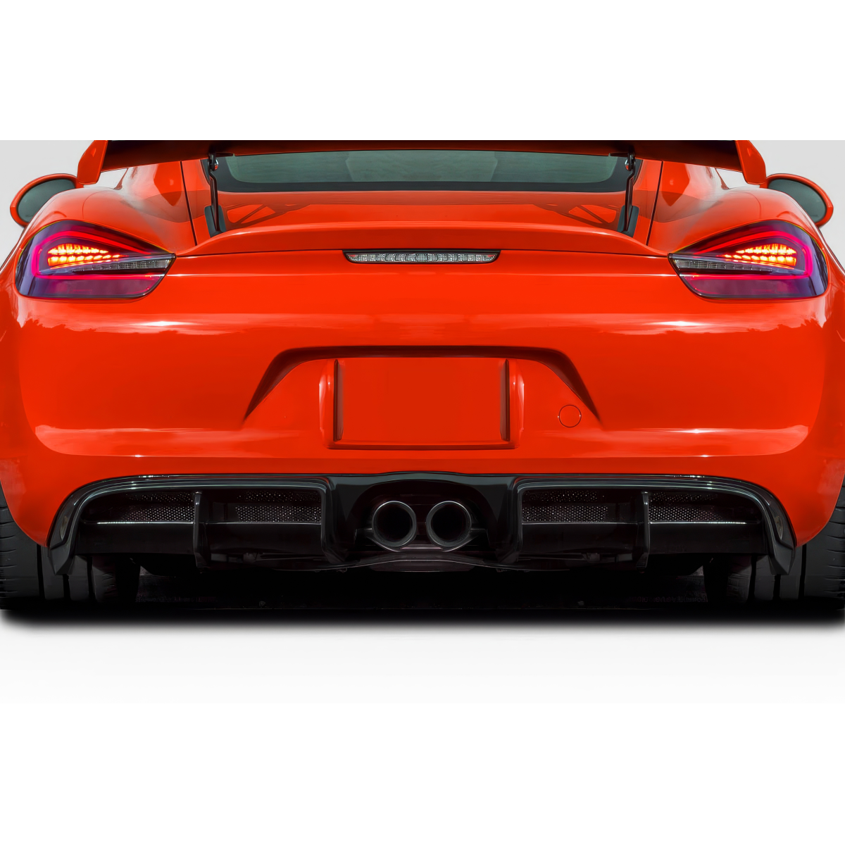 Modify your Porsche Cayman 2013 with our Exterior/Diffusers - Rear view angle of a Porsche Cayman car