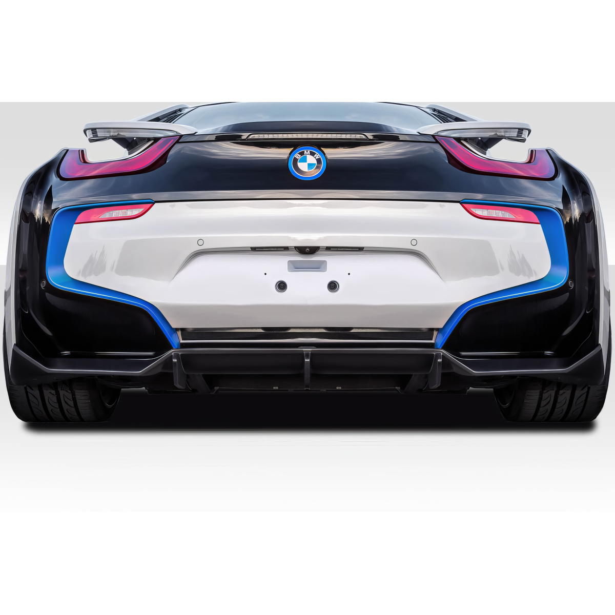 Modify your BMW i8 2014 with our Exterior/Diffusers - Rear view of the BMW i8 at eye level