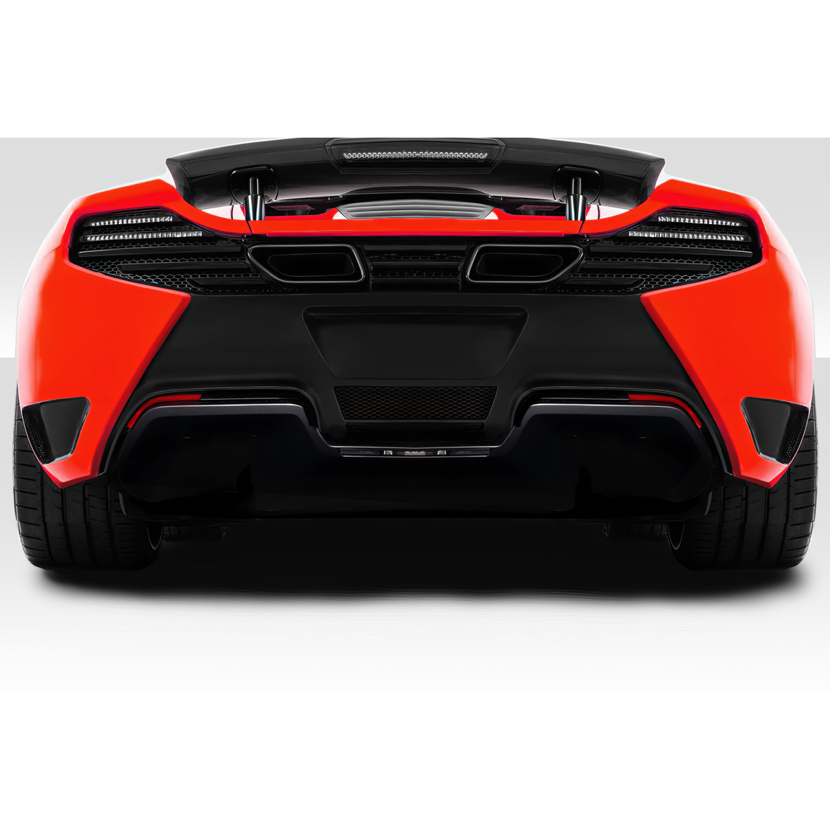 Modify your McLaren MP4-12C 2012 with our Exterior/Rear Bumpers - Rear view of the vehicle at a low angle