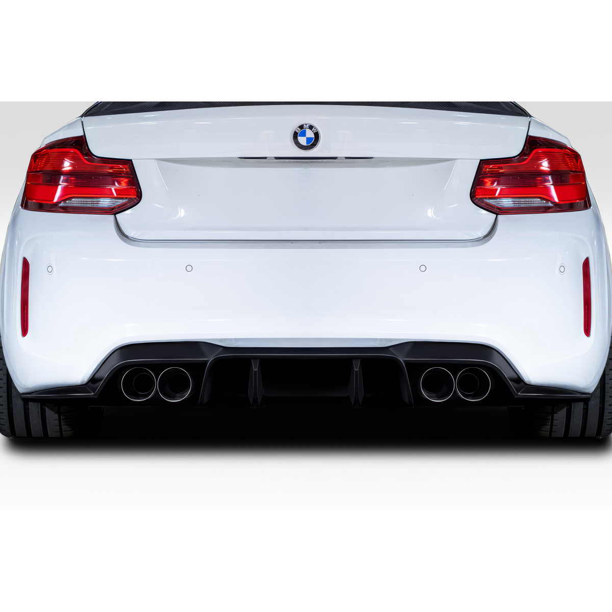 Modify your BMW M2 2016 with our Exterior/Diffusers - Rear view angle of the car shows diffuser installed