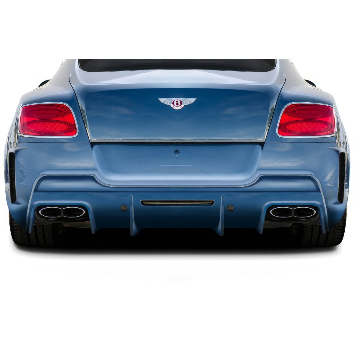 Modify your Bentley Continental 2012 with our Exterior/Rear Bumpers or Lips - Rear view angle of the vehicle at a low elevation