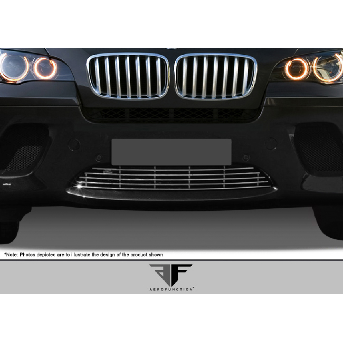 Modify your BMW X6 2008 with our Exterior/Grilles - Front view of bumper grille at eye level angle