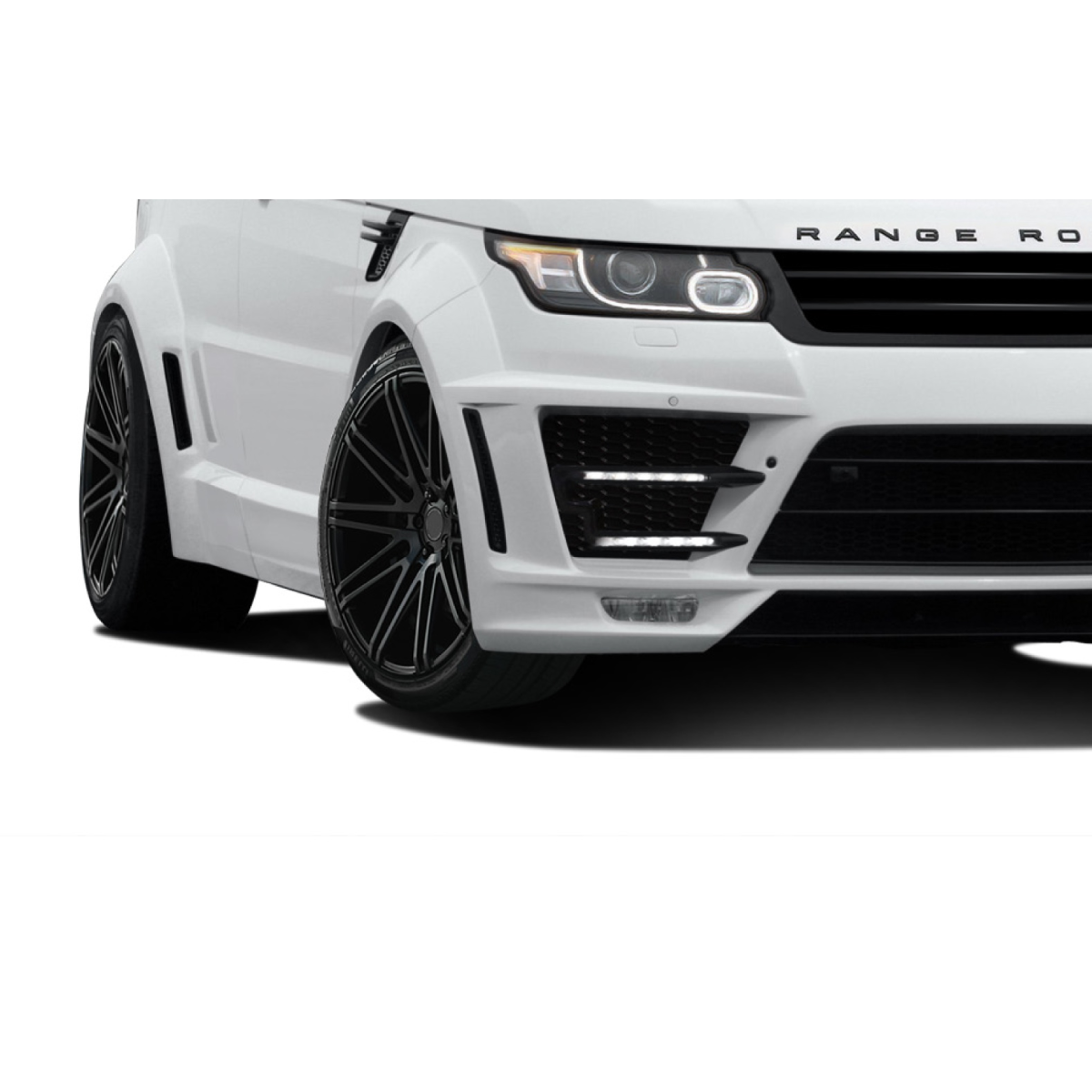 Modify your Land Rover Range Rover Sport 2014 with our Exterior/Complete Body Kits - Front angle showing modified LED lights