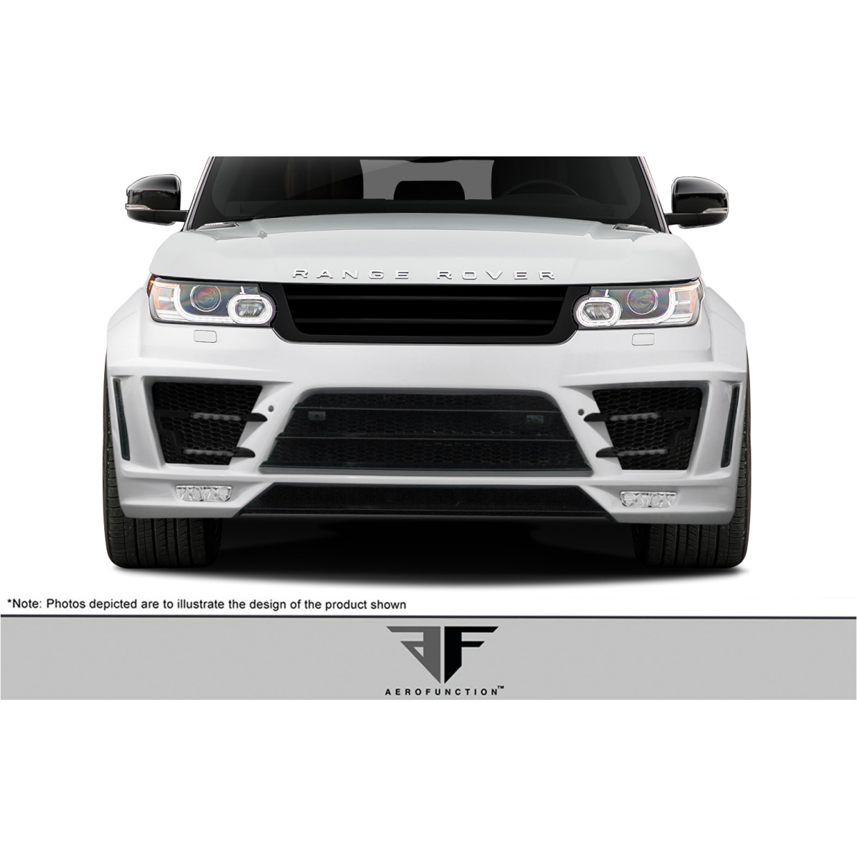 Modify your Land Rover Range Rover Sport 2014 with our Exterior/Complete Body Kits - Front angle view of the vehicle with LED lights