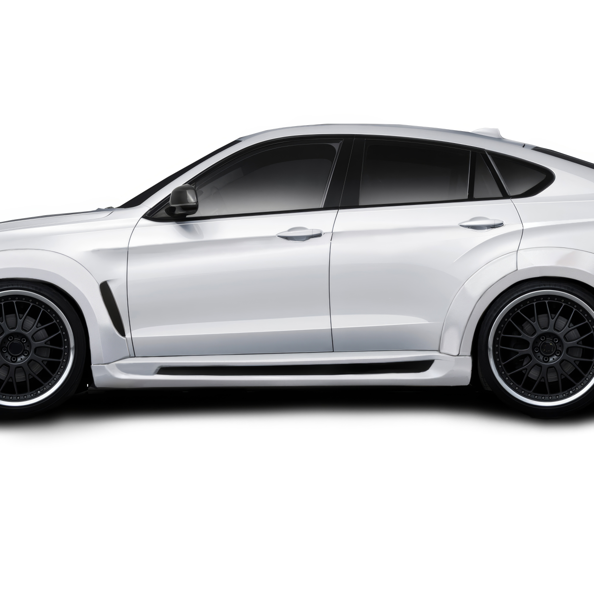 Modify your BMW X6 2015 with our Exterior/Side Skirts - Side view angle of the BMW X6 showing side skirts