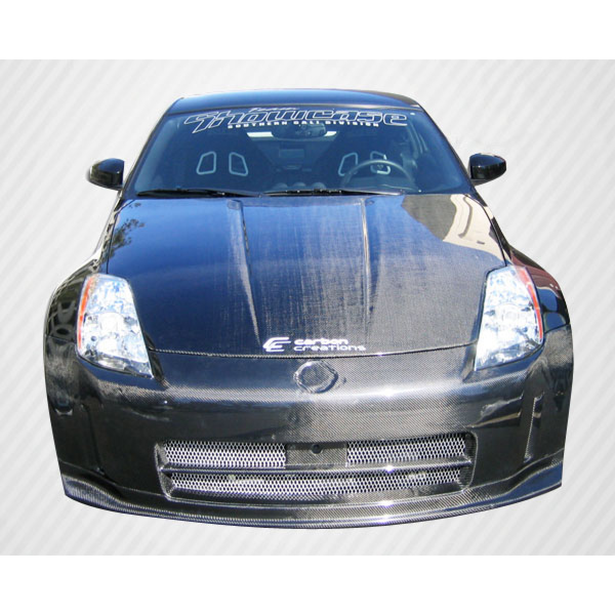 Modify your Nissan 350Z 2003 with our Exterior/Hoods - Front view of Nissan 350Z Carbon Creations hood