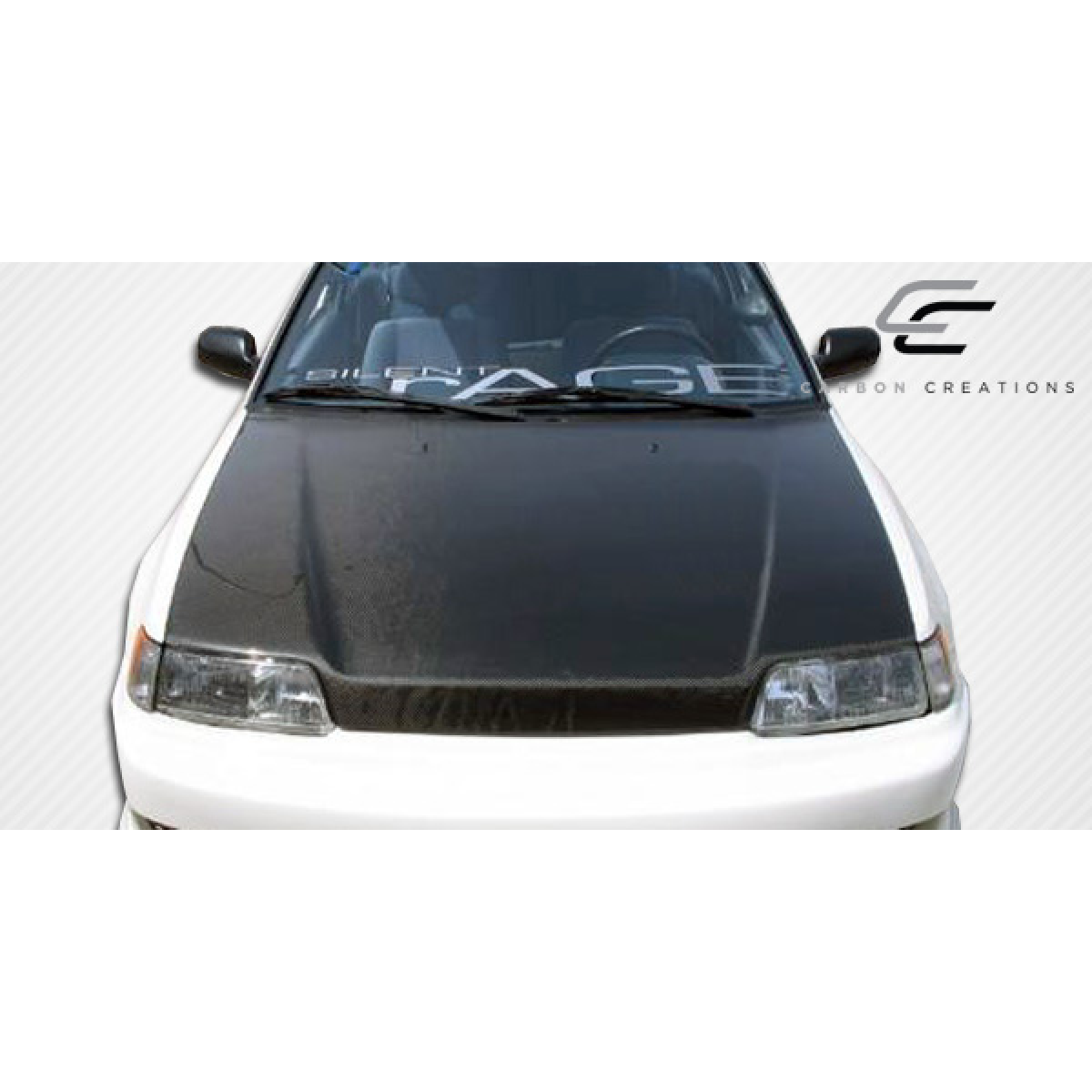 Modify your Honda Civic 1988 with our Exterior/Hoods - Front view with a slight downward angle