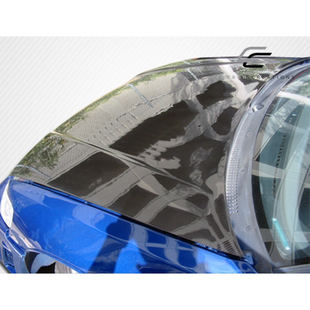 Modify your Honda Civic 1988 with our Exterior/Hoods - Top angle view of carbon fiber hood