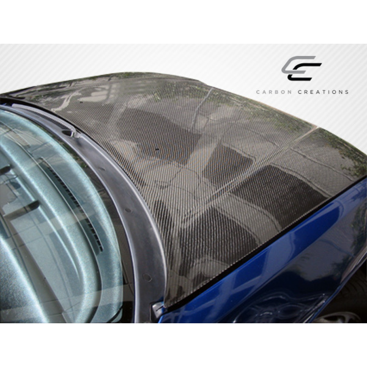 Modify your Honda Civic 1988 with our Exterior/Hoods - Top down view of carbon fiber hood from above