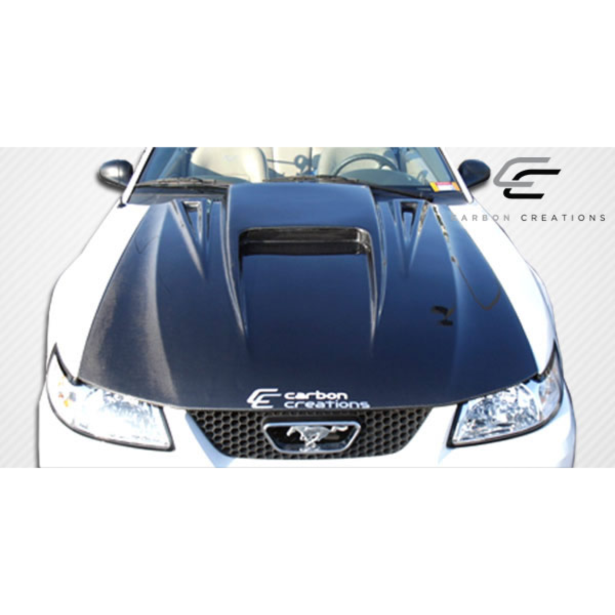 Modify your Ford Mustang 1999 with our Exterior/Hoods - Top down angle capturing the hood design