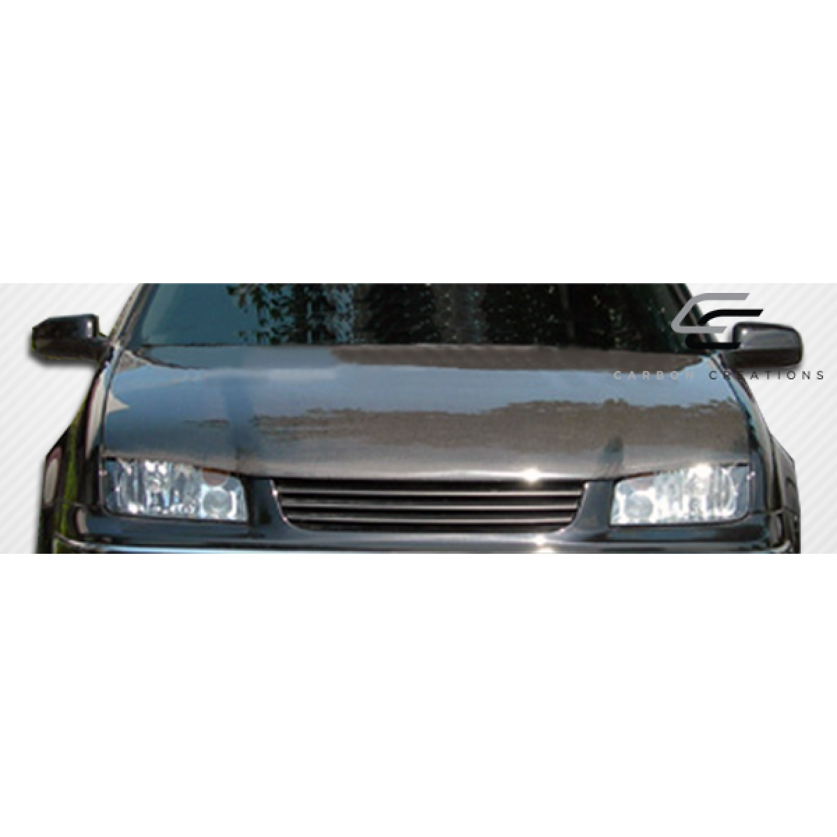 Modify your Volkswagen Jetta 1999 with our Exterior/Hoods - Front view of carbon fiber hood at eye level