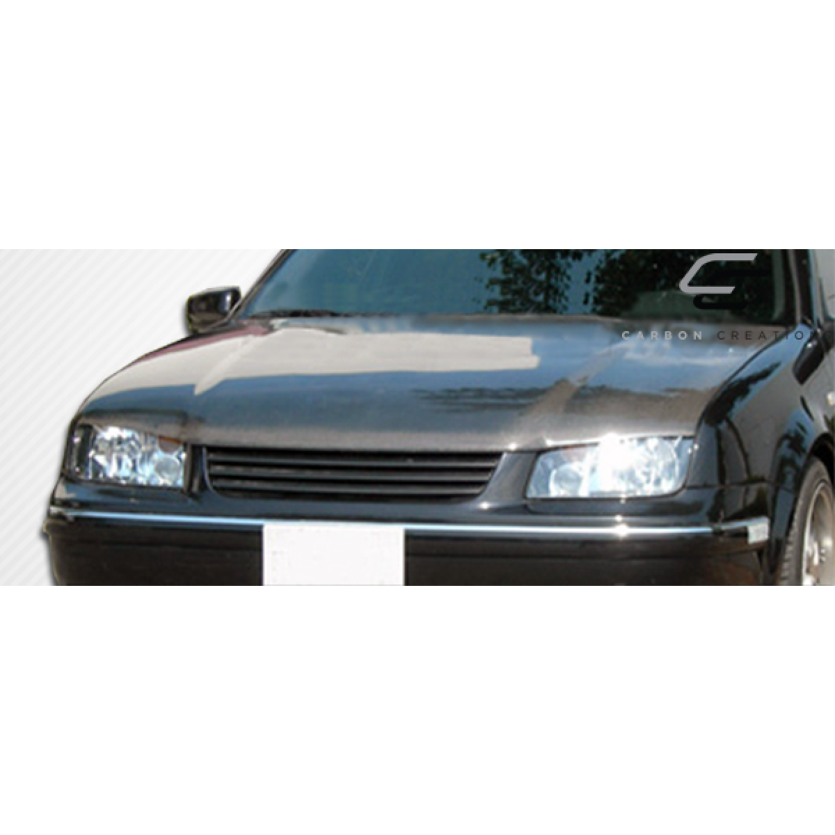 Modify your Volkswagen Jetta 1999 with our Exterior/Hoods - Front view of vehicle hood at eye level