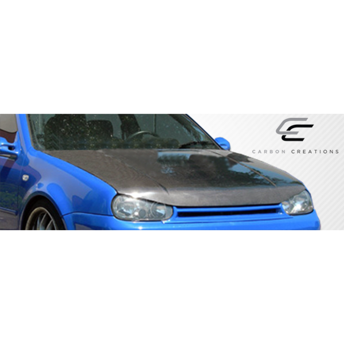 Modify your Volkswagen Golf 1999 with our Exterior/Hoods - Front angle view of the car hood