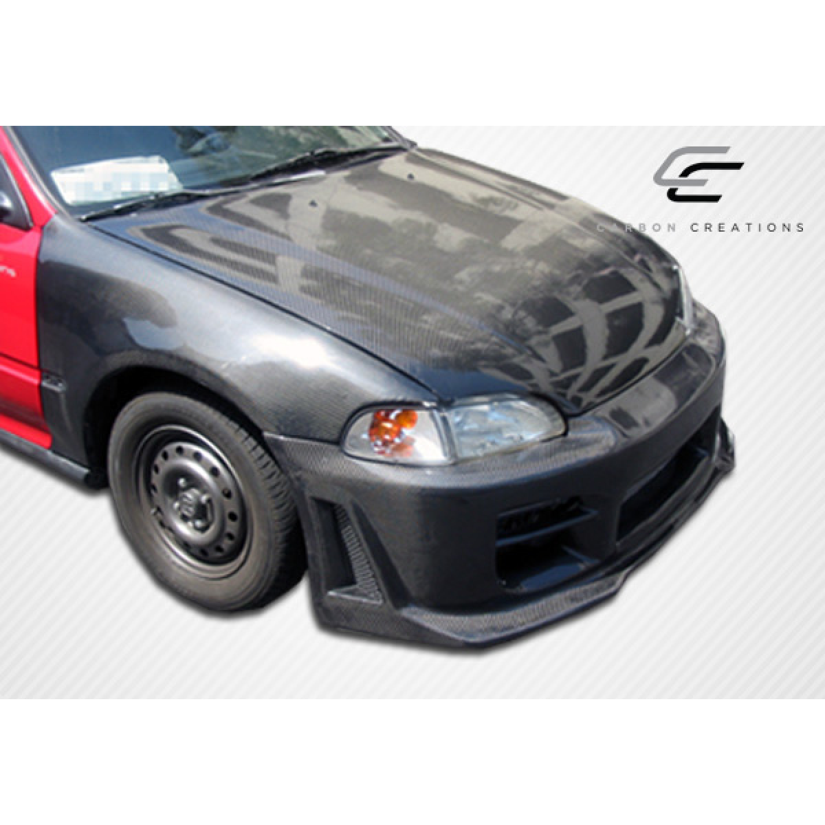 Modify your Honda Civic 1992 with our Exterior/Fenders - Angled view showing carbon fiber fender design