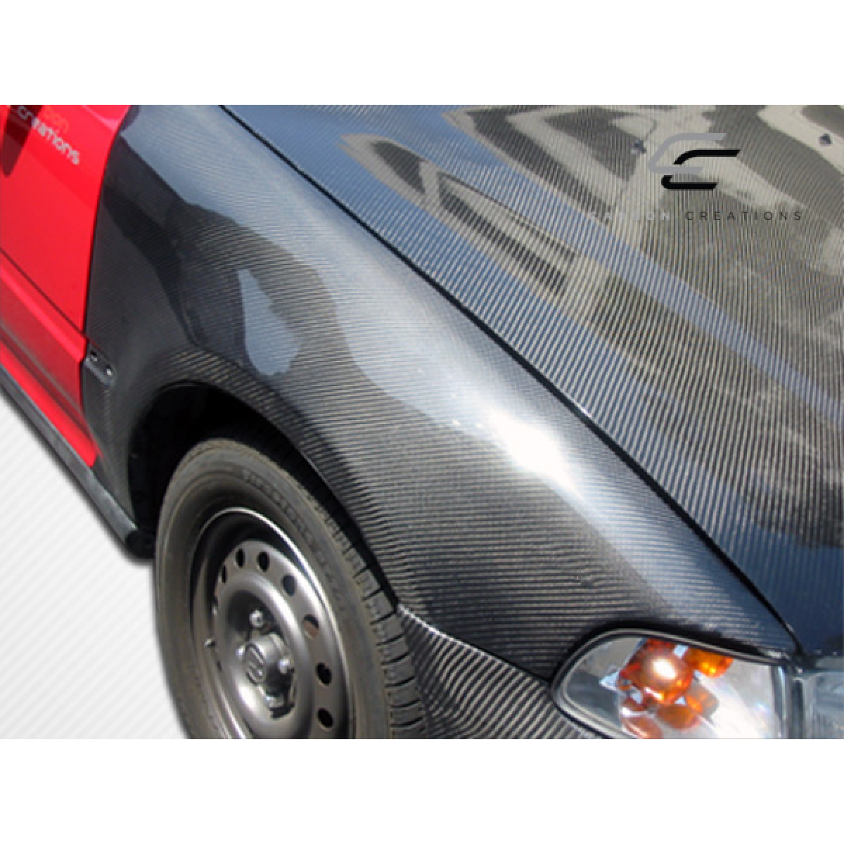 Modify your Honda Civic 1992 with our Exterior/Fenders - Close up angle of carbon fiber fender part