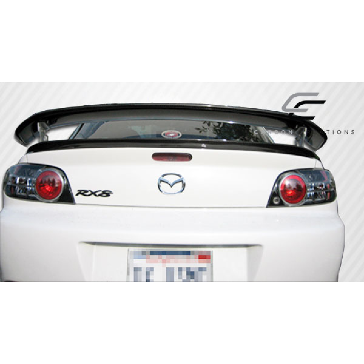 Modify your Mazda RX-8 2004 with our Exterior/Wings - Rear view angle of the Mazda RX-8 with wing