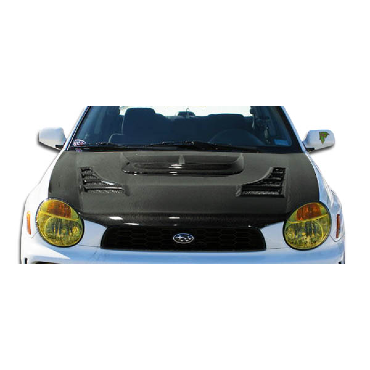 Modify your Subaru Impreza 2002 with our Exterior/Hoods - Front view angle of carbon fiber hood