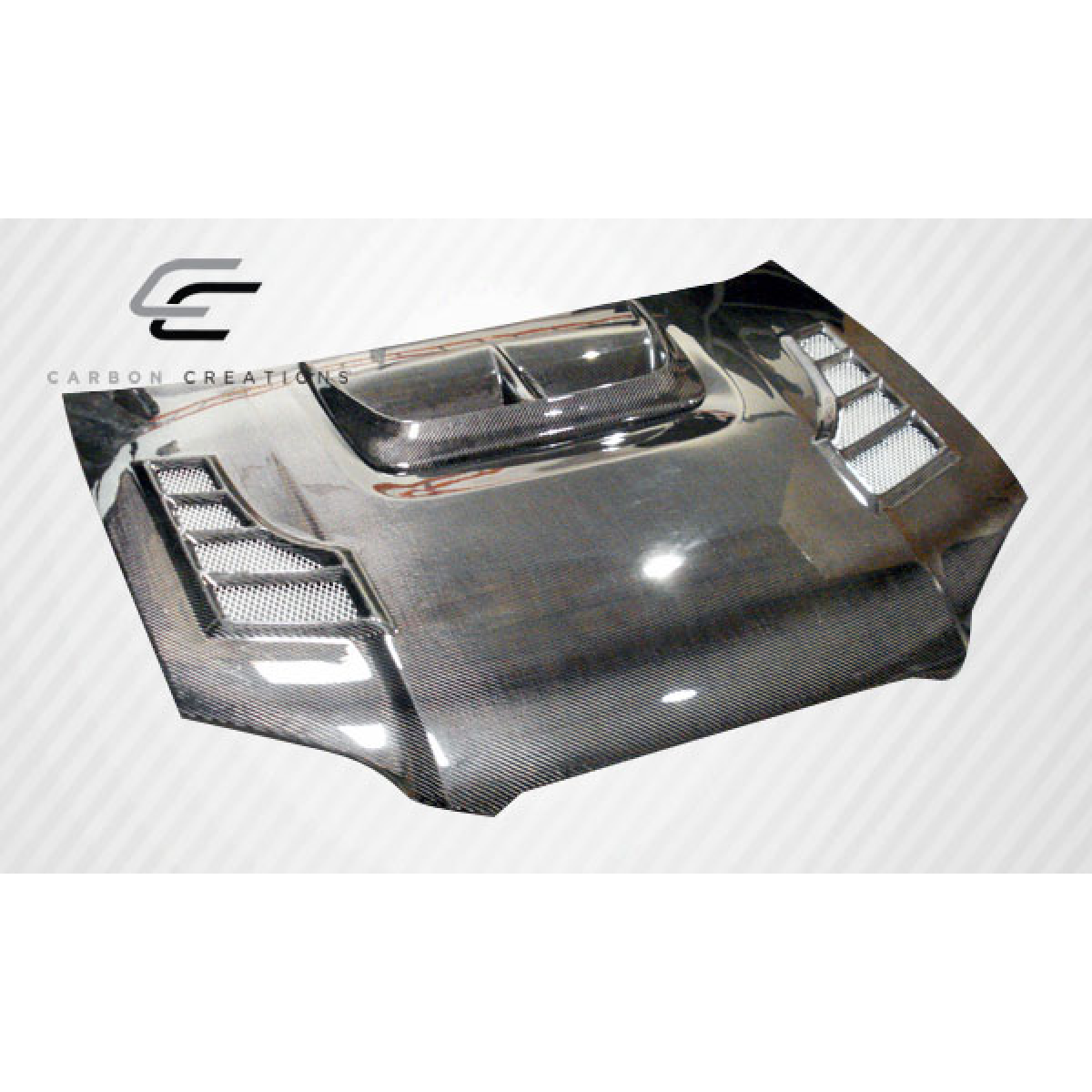 Modify your Subaru Impreza 2004 with our Exterior/Hoods - Front view of carbon fiber hood at slight angle