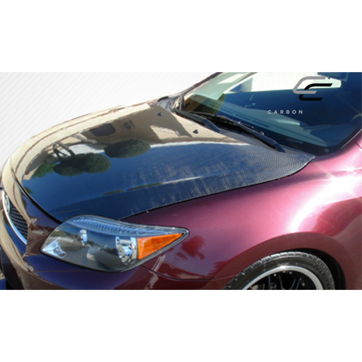 Modify your Scion tC 2005 with our Exterior/Hoods - Front angle view of carbon fiber hood