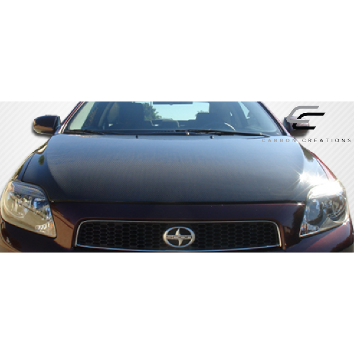 Modify your Scion tC 2005 with our Exterior/Hoods - Front view of a car hood at a straight angle