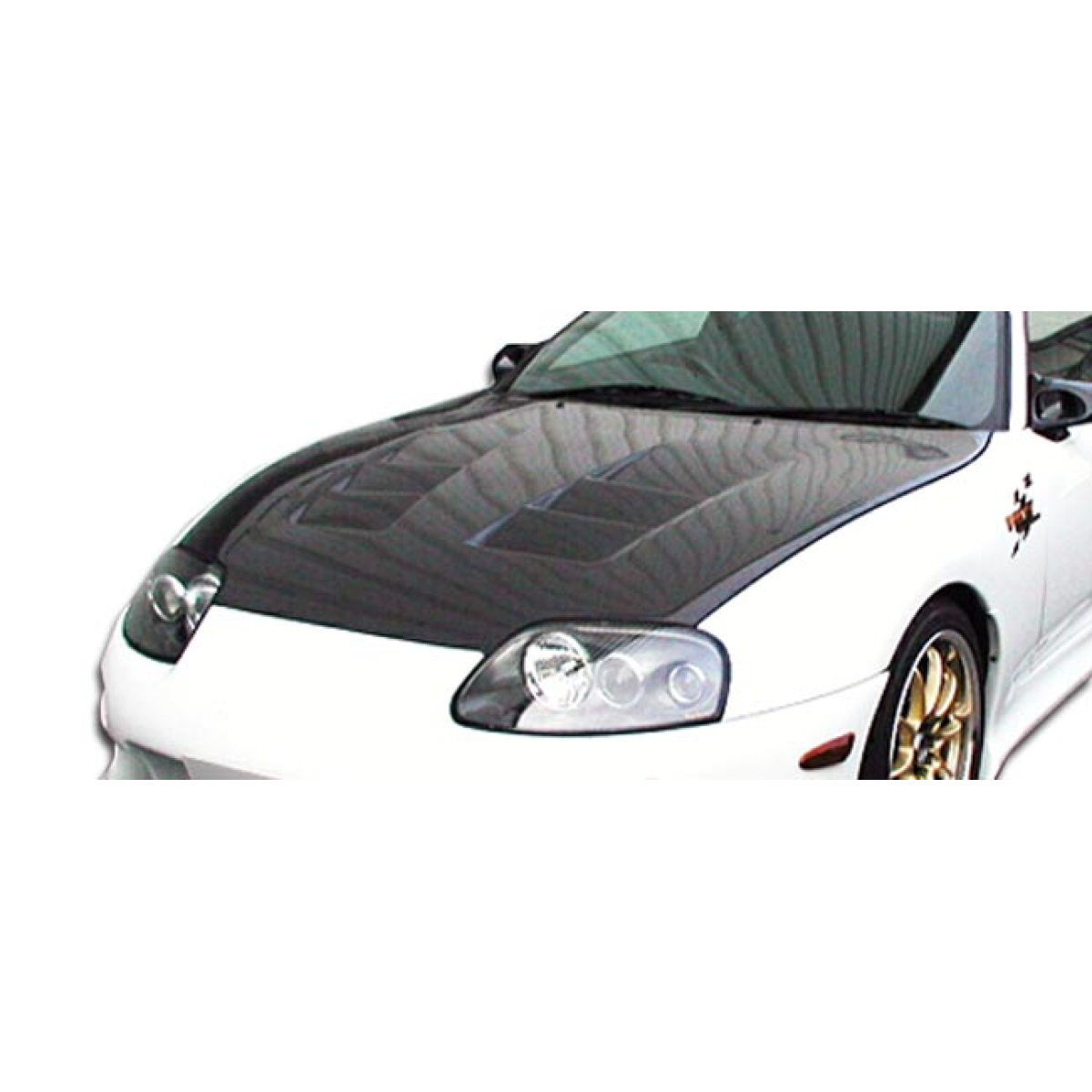 Modify your Toyota Supra 1993 with our Exterior/Hoods - Front view angled downwards of the hood