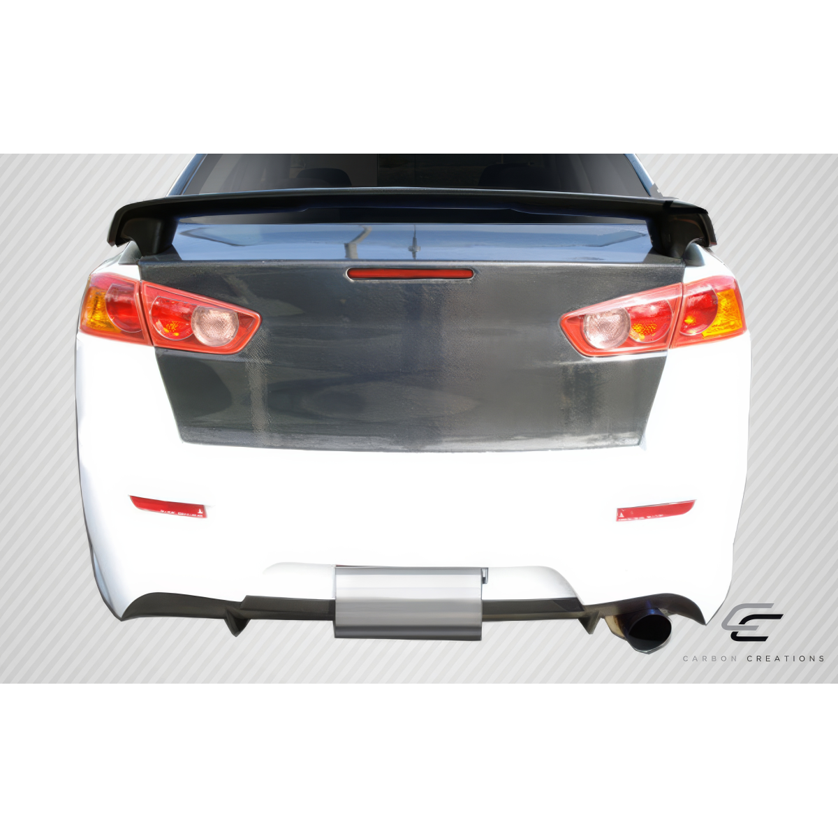 Modify your Mitsubishi Evolution 2008 with our Exterior/Trunks - Rear view of carbon fiber trunk part